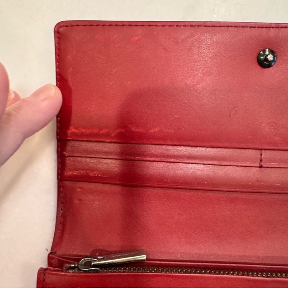 BURBERRY Nova Check Patent Leather Bi-fold Long Wallet Red - Picture 11 of 16